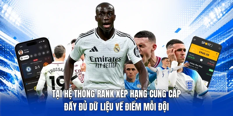 Tại hệ thống rank xếp hạng cung cấp đầy đủ dữ liệu về điểm mỗi đội