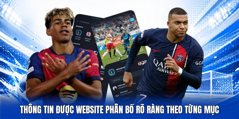 Thông tin được website phân bố rõ ràng theo từng mục